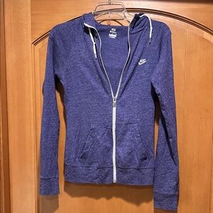 Nike Women's Heather Purple Zip-Up Hoodie with Drawstrings